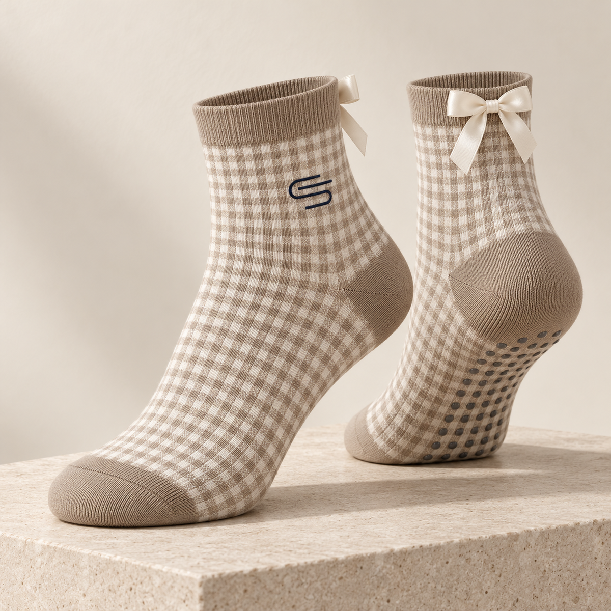 The Picnic Grip Sock — Taupe